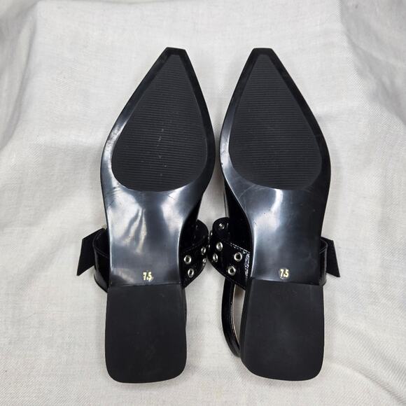 NWOT Steve Madden Black Patent Leather Women's Flat Slingbacks Size 7.5 - Picture 8 of 9